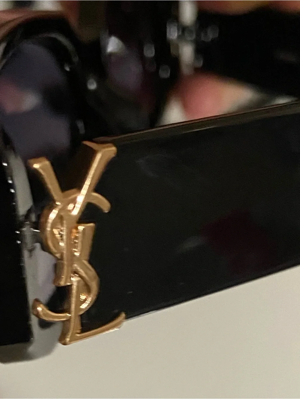 Saint Laurent Women Black Sunglasses with Gold YSL Emblem